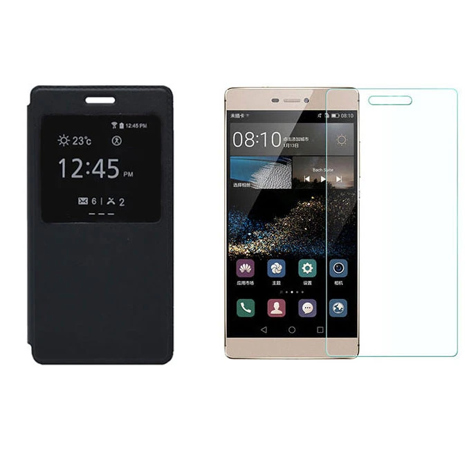 کیف کلاسوری مدل چرمی مناسب برای گوشی موبایل هوآوی P8 2015 به همراه محافظ صفحه نمایش