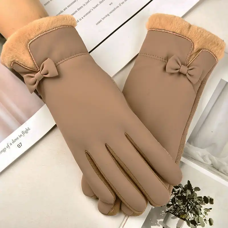 دستکش زنانه کد 00518 رنگ قهوه ای شتری