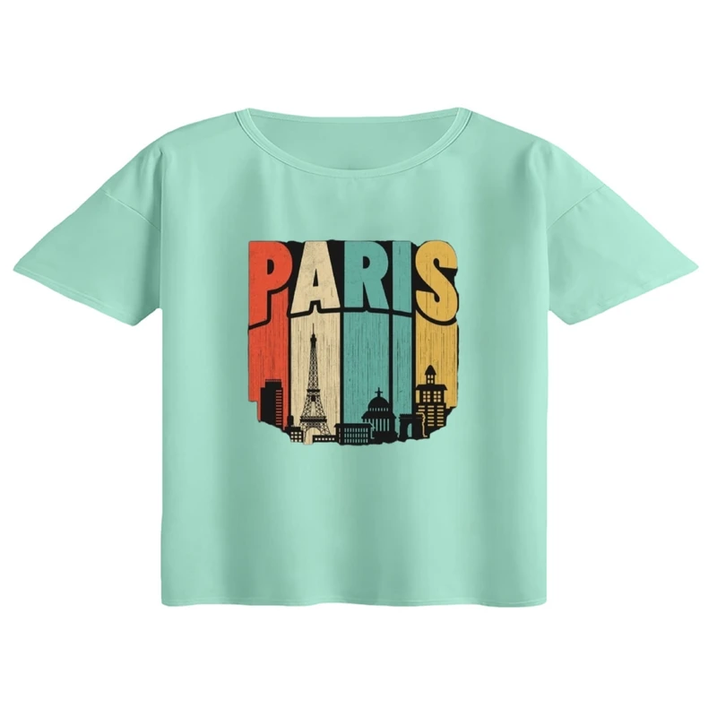کراپ تی‌شرت آستین کوتاه زنانه مدل پاریس