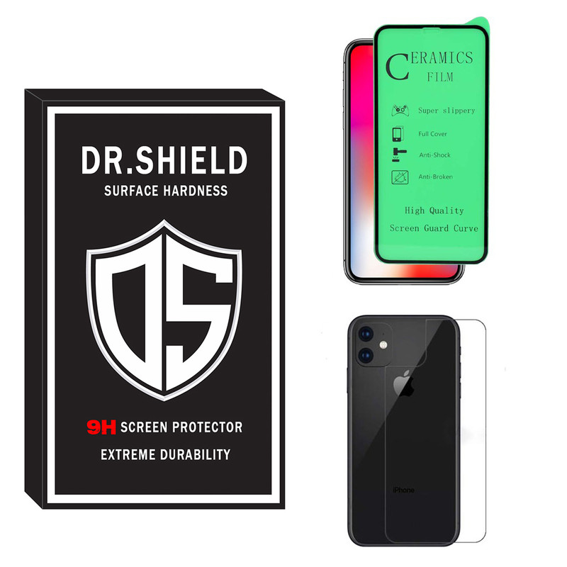 محافظ صفحه نمایش سرامیکی دکتر شیلد مدل TCPDR-06 مناسب برای گوشی موبایل اپل Iphone 11 به همراه محافظ پشت گوشی