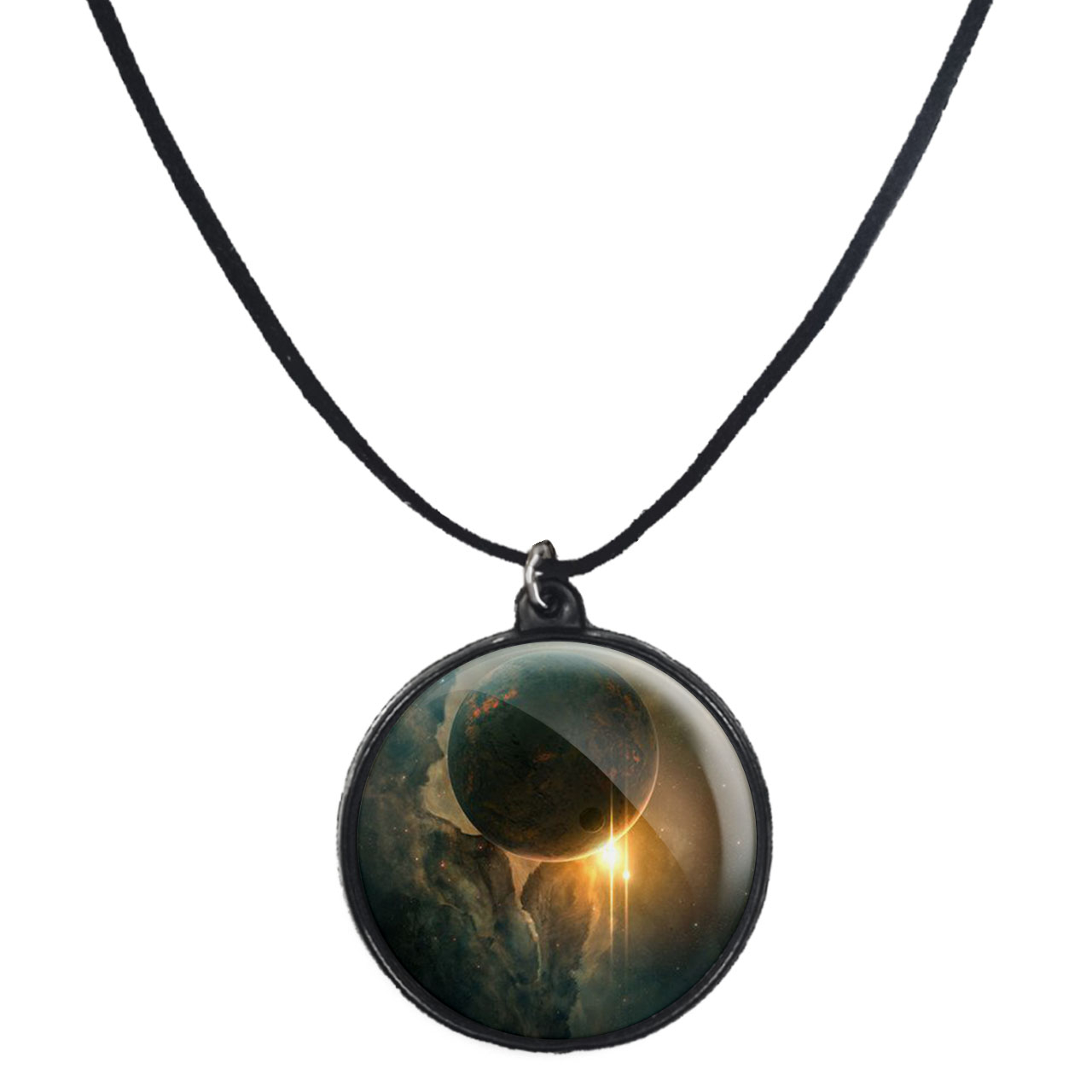 گردنبند پرمانه طرح زمین کد pmb.23480 مدل دو طرفه