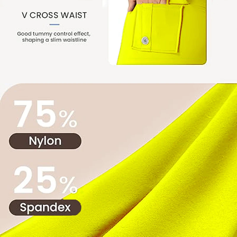عکس شماره 5 : لگینگ ورزشی زنانه مدل کارگو پشت چین دار کد kar2436-yel رنگ زرد