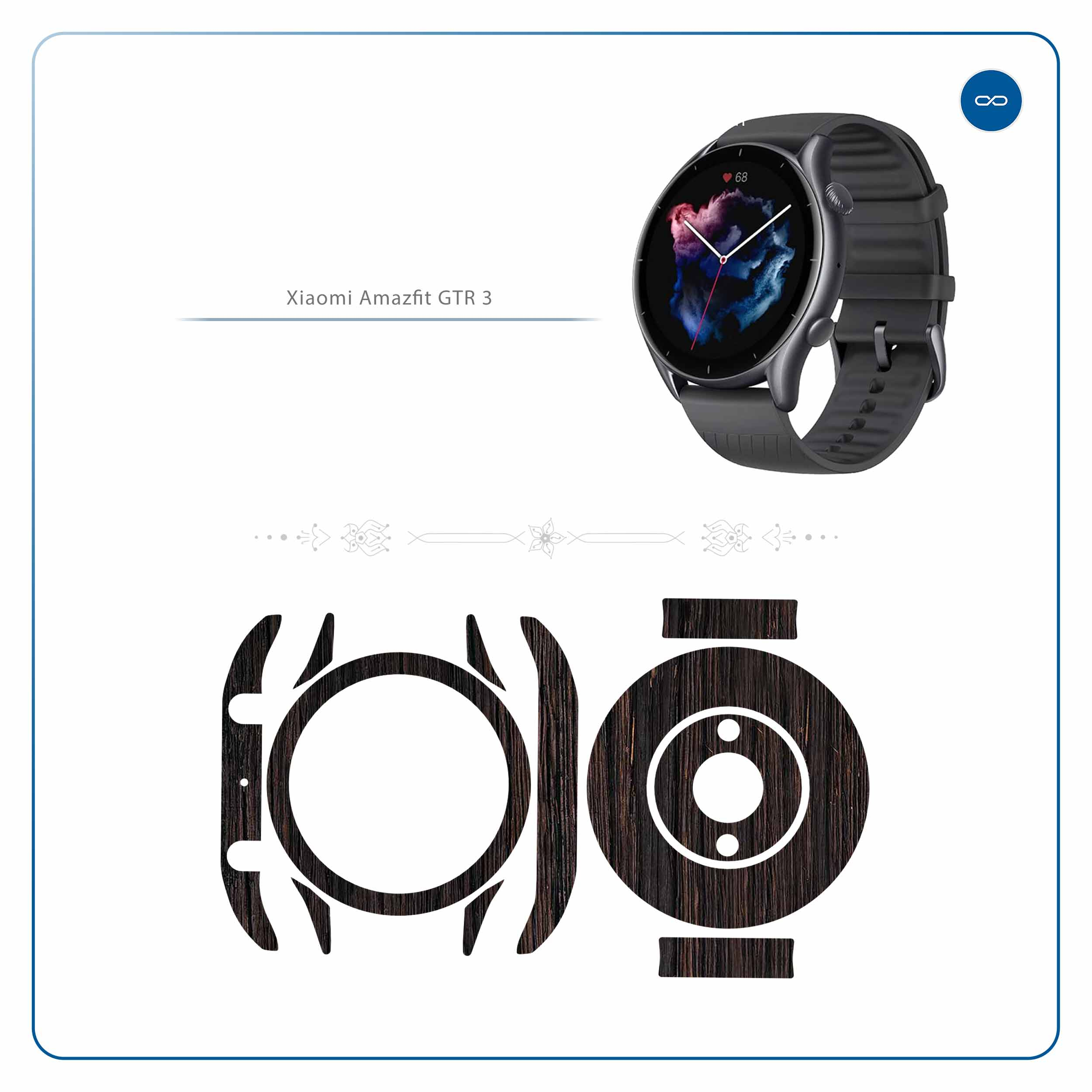 برچسب ماهوت طرح Burned-Wood مناسب برای ساعت هوشمند آمازفیت GTR 3