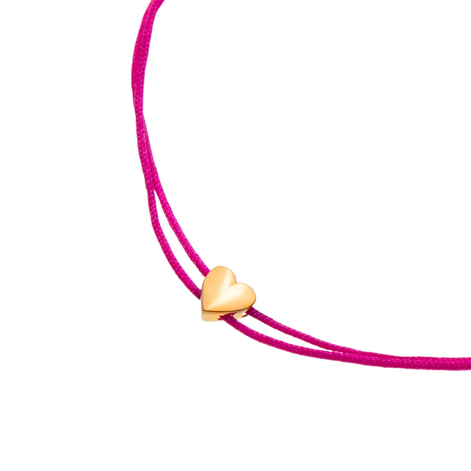 دستبند طلا 18 عیار زنانه با بند نخی درریس مدل قلب توپر کد ad9533 - - 6