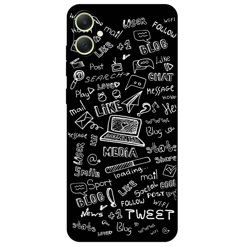 کاور مگافون طرح رسانه های اجتماعی مدل 1898 مناسب برای گوشی موبایل سامسونگ Galaxy A05         