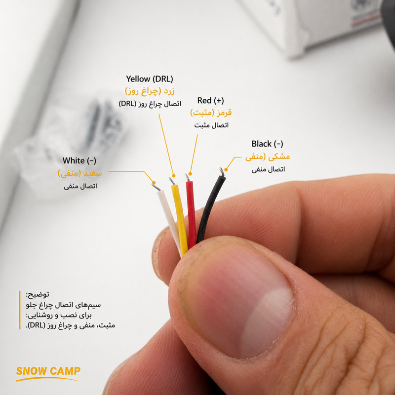 چراغ پروژکتور موتور سیکلت اسنو کمپ مدل DAYLIGHT SQUARE بسته دو عددی