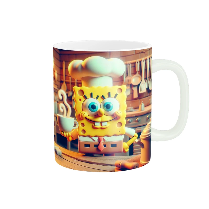 ماگ پاد آفرین طرح باب اسفنجی مدل فنجون قهوه کد 766