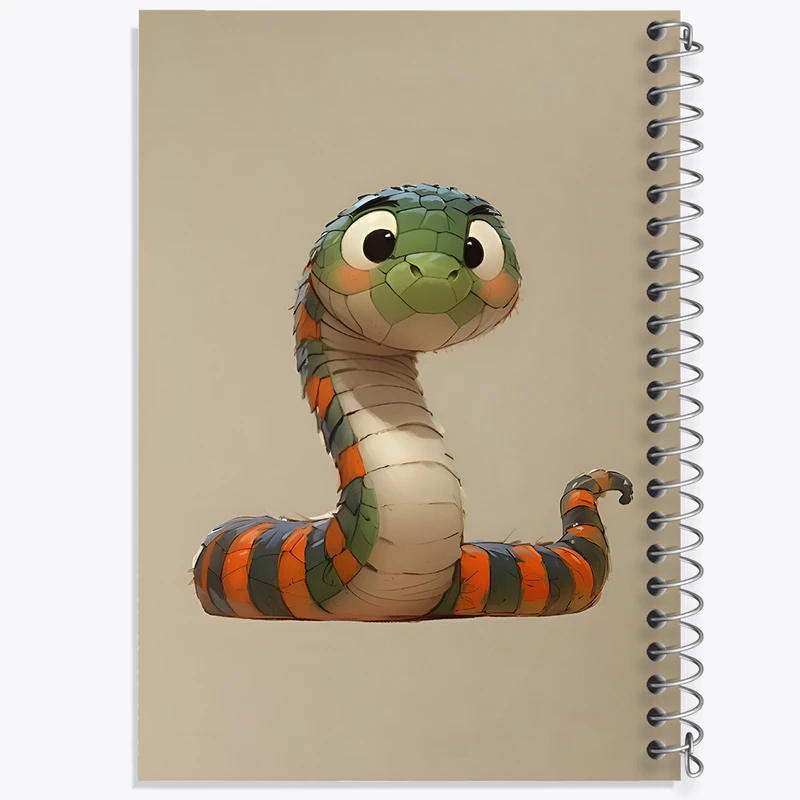 دفتر ژورنال نویسی 50 برگ خندالو مدل نقطه ای طرح مار بامزه کد N5496