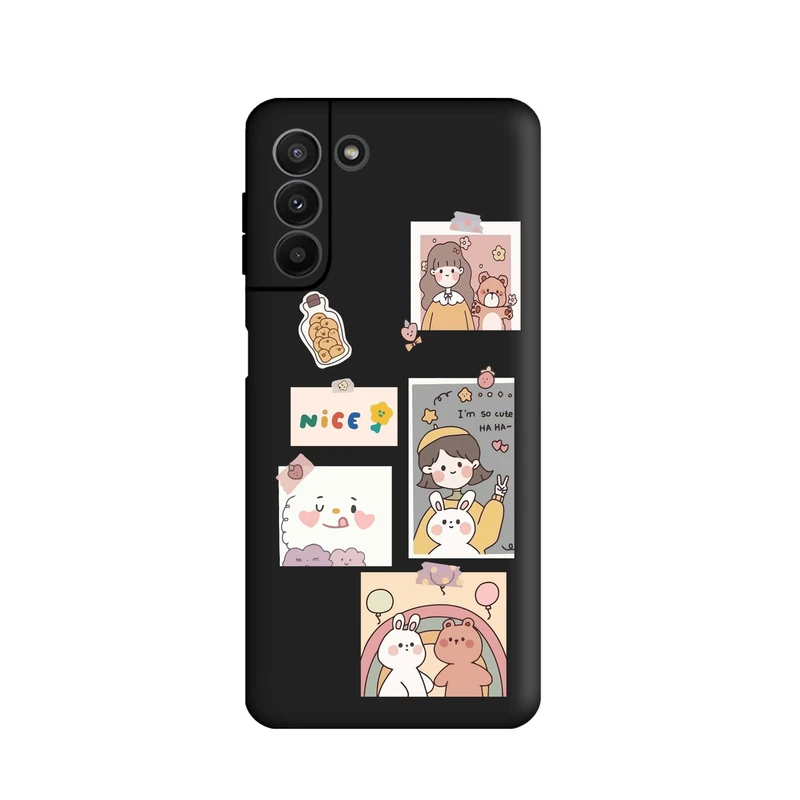 کاور قاب گارد طرح دختر و خرس کد t8744 مناسب برای گوشی موبایل سامسونگ Galaxy S21 FE