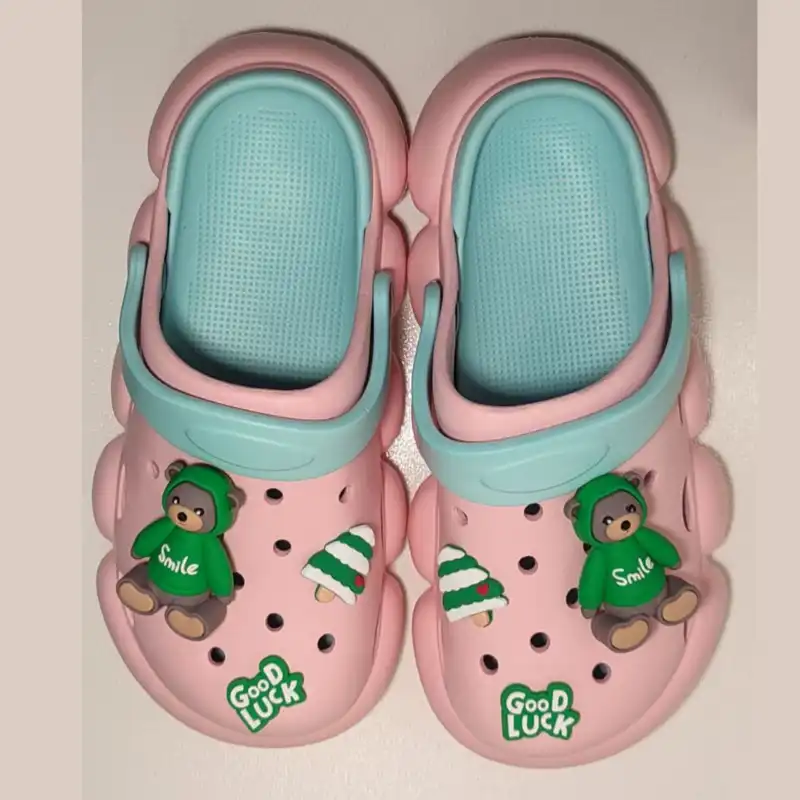 دمپایی زنانه مدل کراکس عروسک دار طرح خرسی