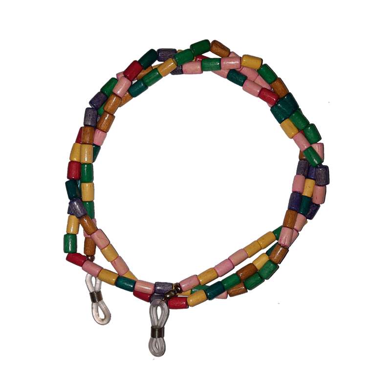 بند عینک طرح رنگارنگ مدل مهره چوبی