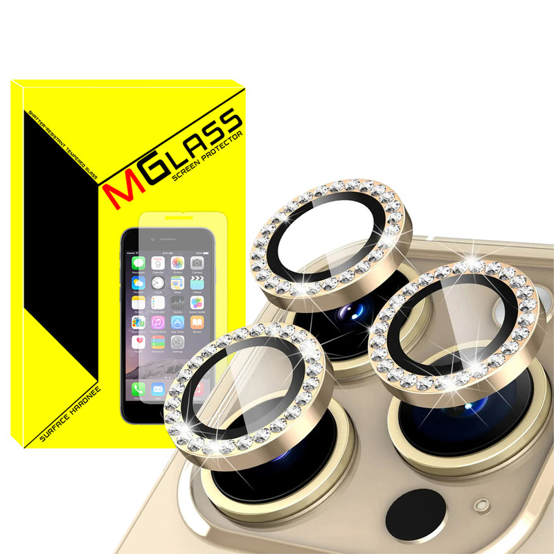 محافظ لنز دوربین ام گلس مدل Ring Metal Diamond مناسب برای گوشی موبایل اپل Iphone 14 Pro / 14 Pro max