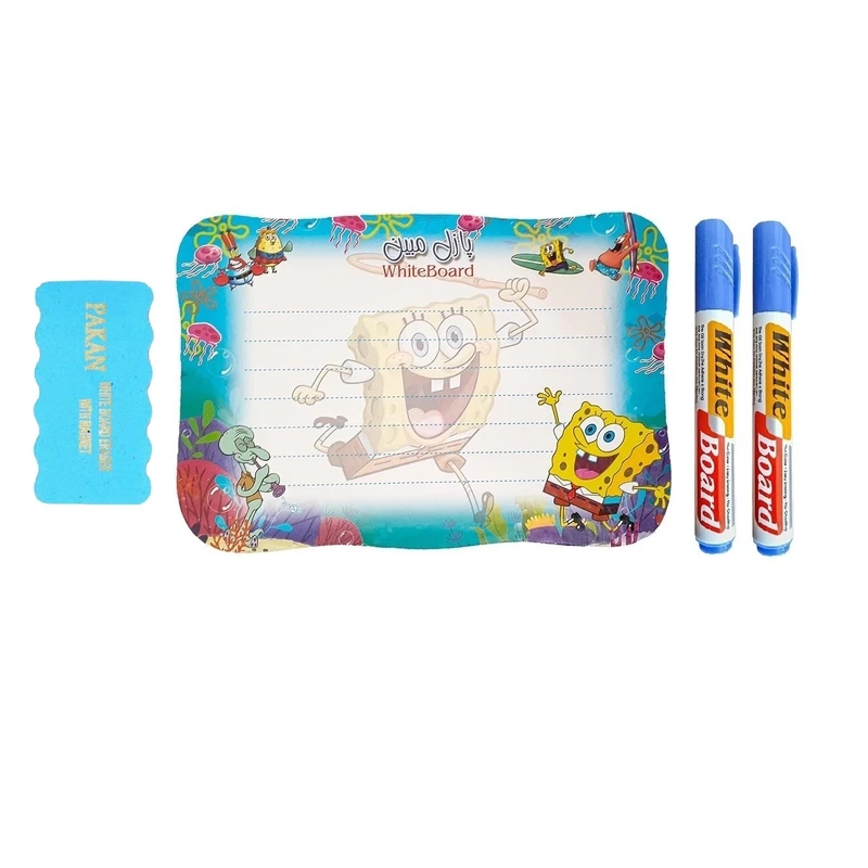 تخته وایت برد مدل T369 سایز 32×22 سانتی متر به همراه ماژیک و تخته پاک کن مجموعه 4 عددی