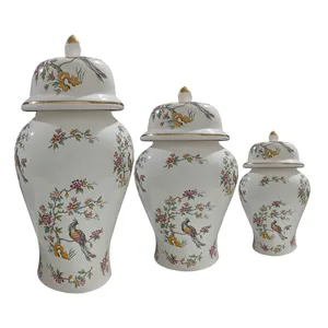 بانکه مدل جینجر جار طلا دار طرح طاووس کد ۱۰۹ مجموعه سه عددی