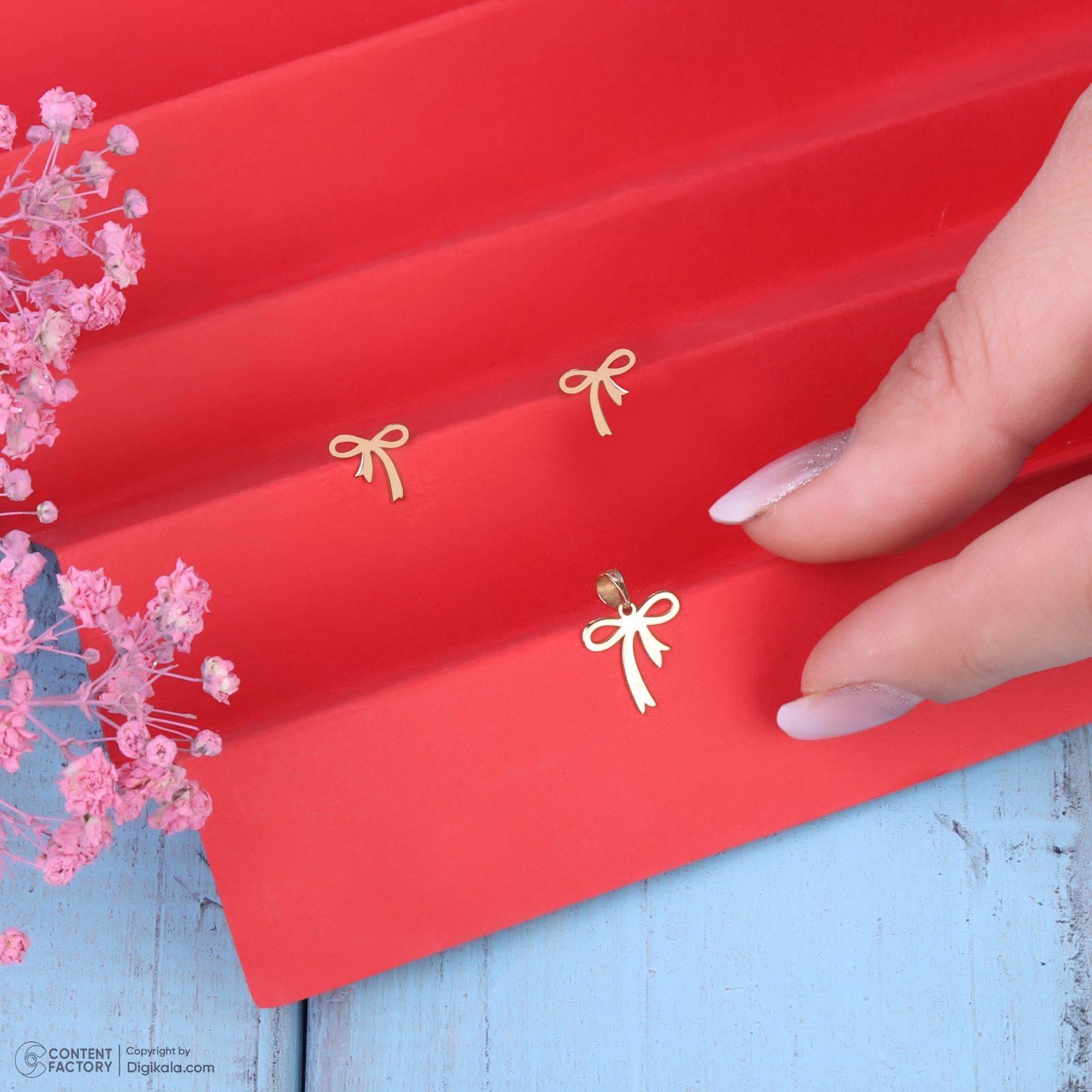 نیم ست طلا 18 عیار زنانه سایا گلد مدل پاپیون ns27 -  - 10