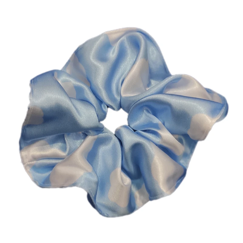 کش مو زنانه مدل اسکرانچی ساتن ابریشم طرح ابر 