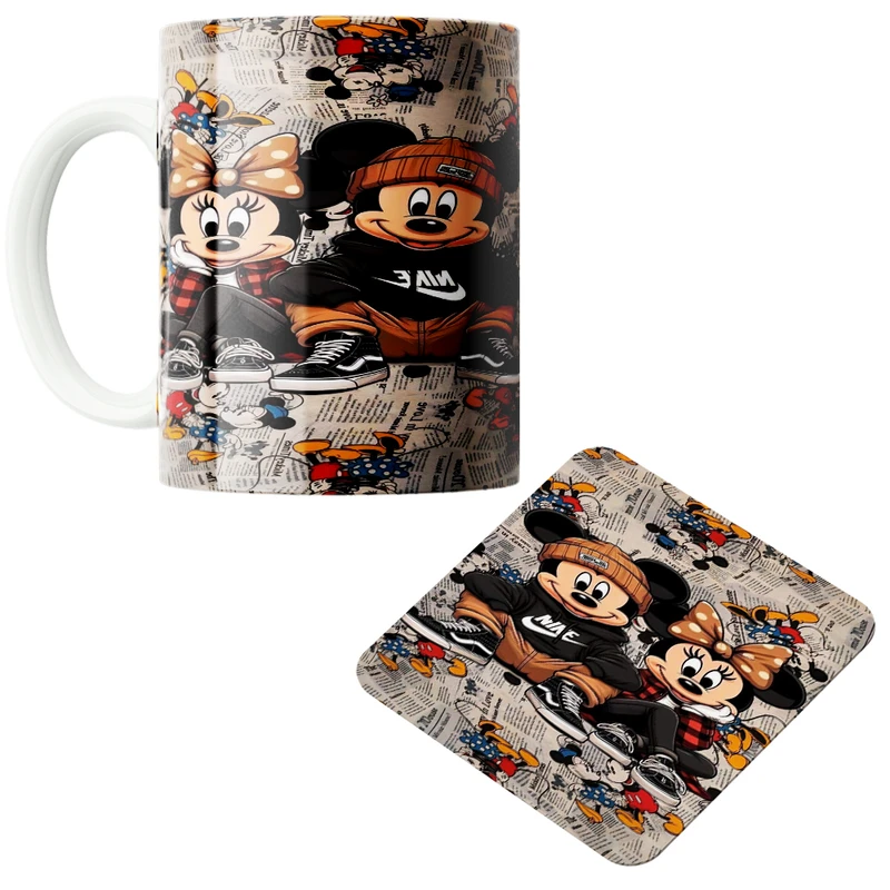 ماگ پاد آفرین مدل میکی موس کد 07 به همراه زیر لیوانی
