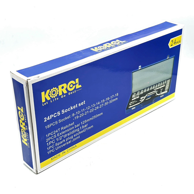 آچار بکس جعبه ای کرول مدل 24PCS-SOCKET SET سایز 8 الی 32 میلی متر مجموعه 24 عددی