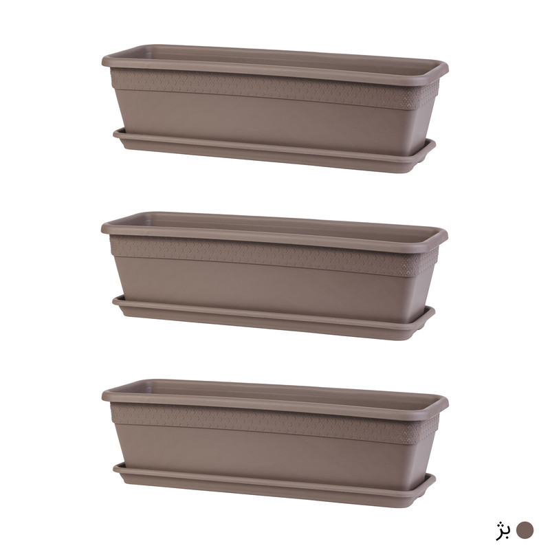 گلدان مدل پلاستیکی مستطیلی کد 603 مجموعه 3عددی