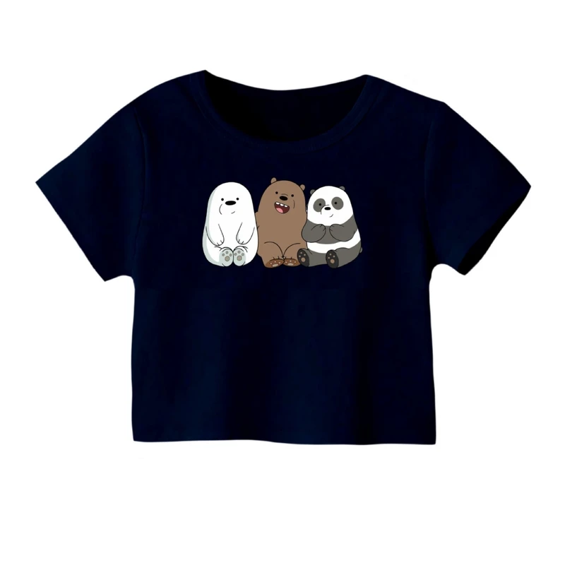 کراپ‌ تی‌شرت آستین کوتاه زنانه مدل سه خرس