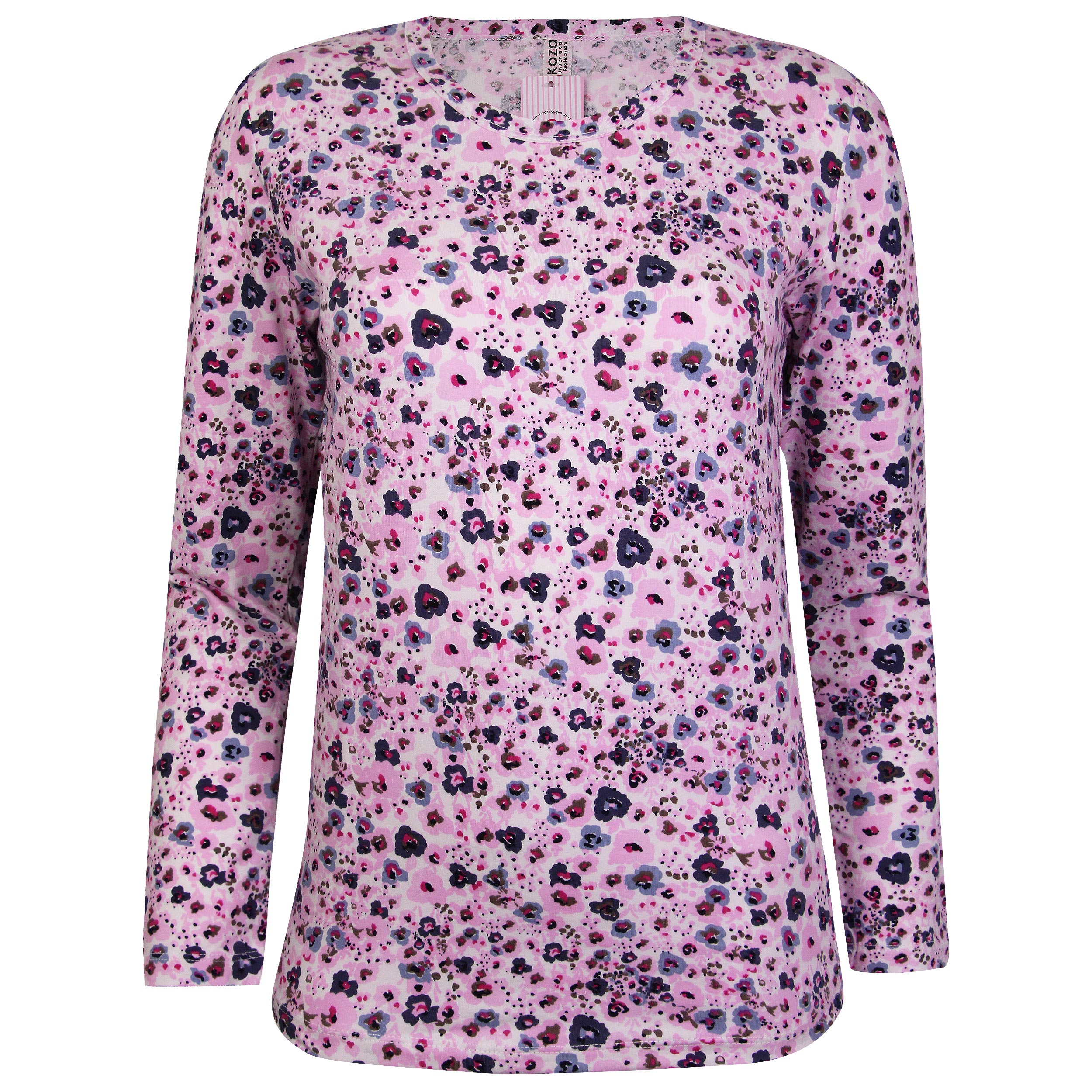 ست تی شرت آستین بلند و شلوار زنانه کوزا مدل 3721 رنگ صورتی