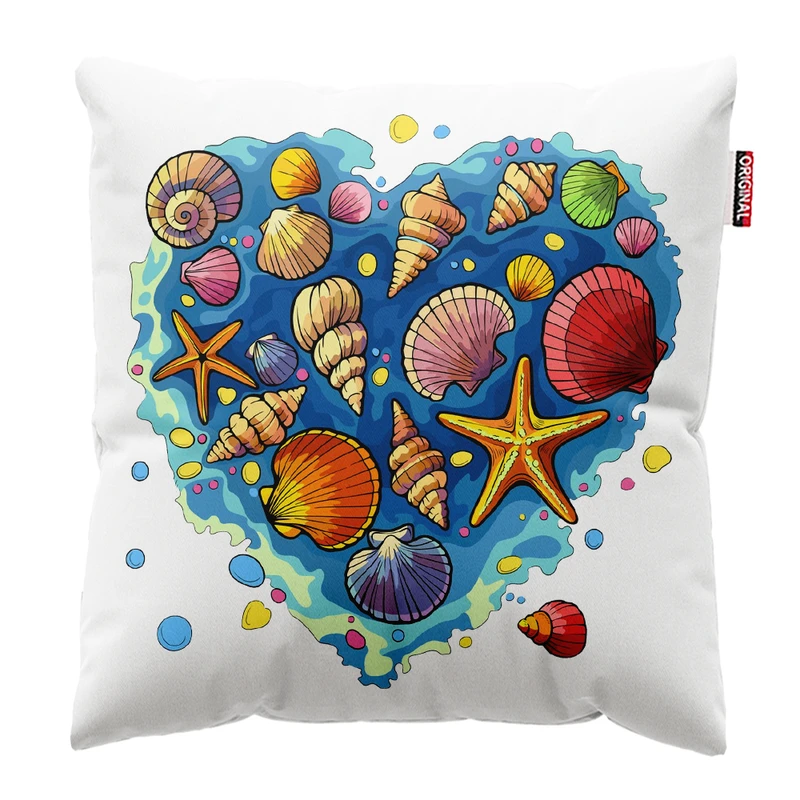 کوسن پاد آفرین مدل دریا صدف ستاره دریایی کد PK301773 سایز 30*30 سانتی متر