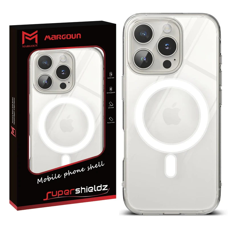 کاور مارگن مدل مگ سیف دار شفاف مناسب برای گوشی موبایل اپل iPhone 16 PRO MAX