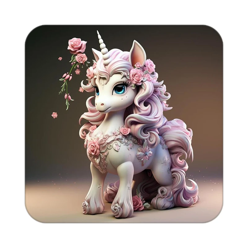 زیر لیوانی کاکتی طرح اسب تک شاخ و یونیکورن مدل mp30032