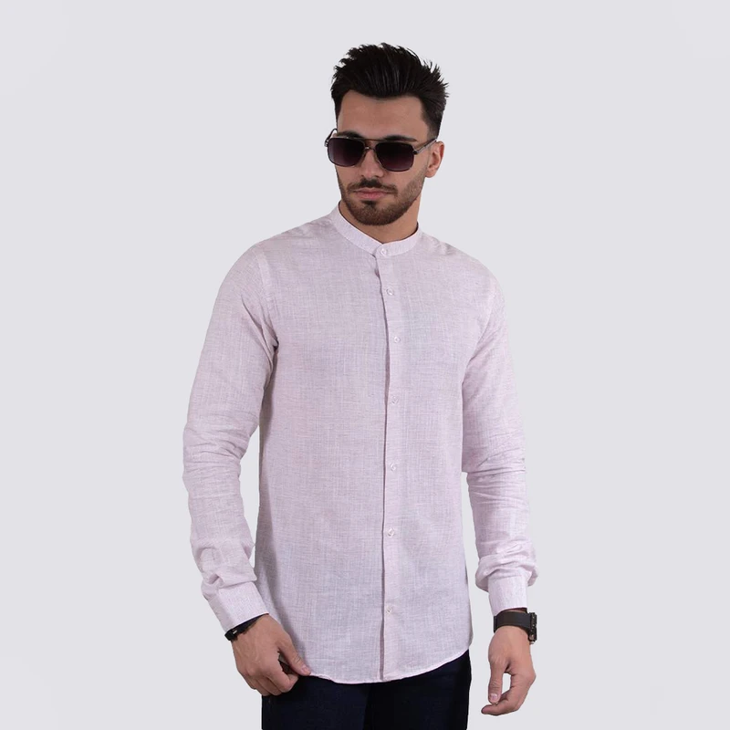 پیراهن آستین بلند یقه ایستاده مردانه مدل 860543