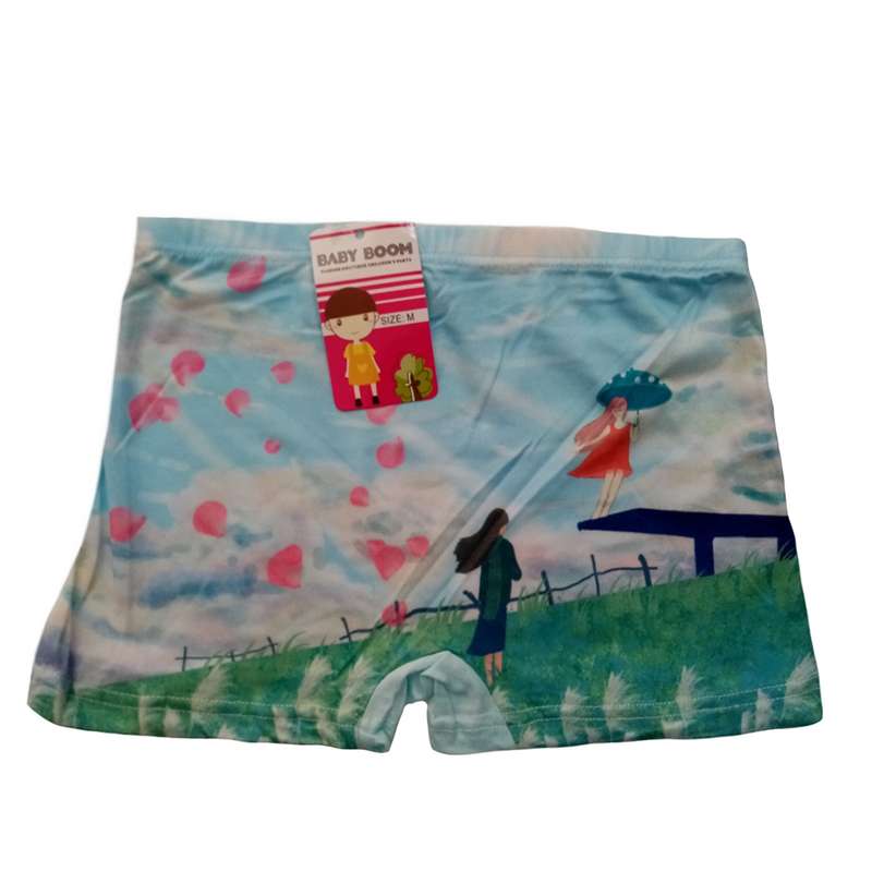 شورت دخترانه مدل منظره رنگ آبی