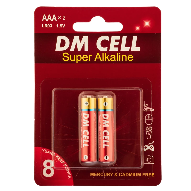 باتری نیم قلمی مدل سوپر آلکالاین دی ام سل بسته دو عددی