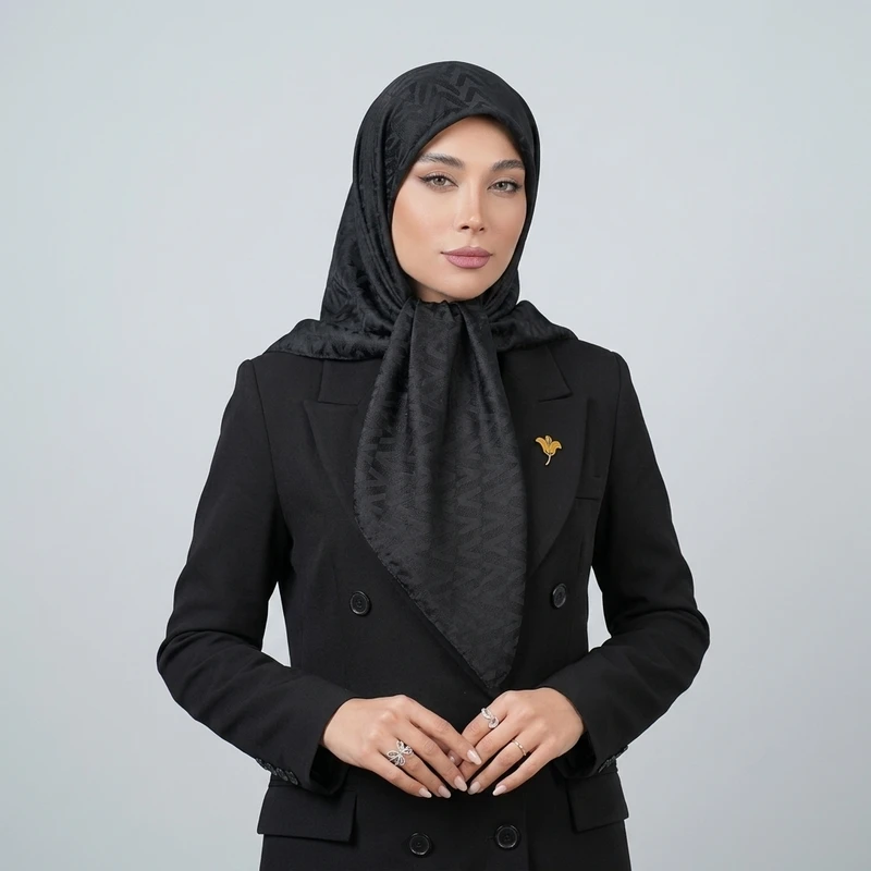روسری زنانه مدل ژاکارد ساده دو رو پانو کد H11