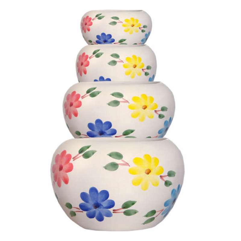 گلدان سرامیکی طرح گل های بهاری کد Gol104 مجموعه 4 عددی