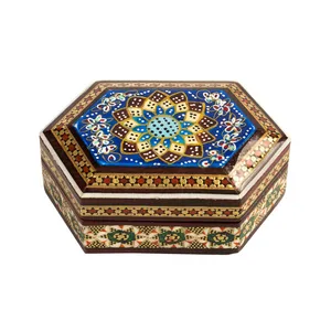 جعبه سکه خاتم کاری طرح شمسه تذهیب کد 6-2