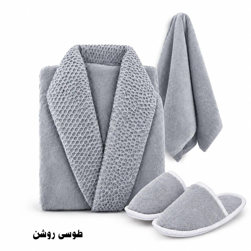  سرویس حوله پالتویی 3 تکه هنرمند مدل جی جی سایز 125 مناسب قد 160 تا 185 سانتی متر