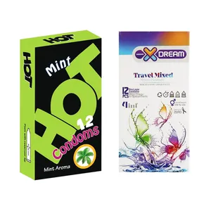 کاندوم ایکس دریم مدل Travel Mixed بسته 12 عددی به همراه کاندوم هات مدل Mint بسته 12 عددی
