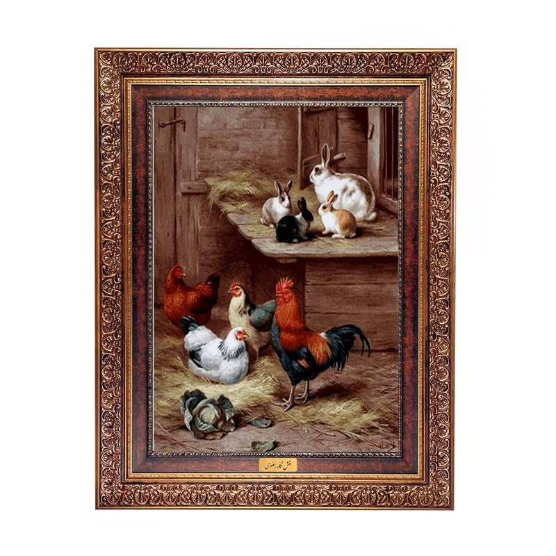 تابلو فرش ماشینی نقش نگار رضوی طرح حیوانات کد 1076C