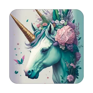 زیر لیوانی کاکتی طرح اسب تک شاخ و یونیکورن مدل mp31041