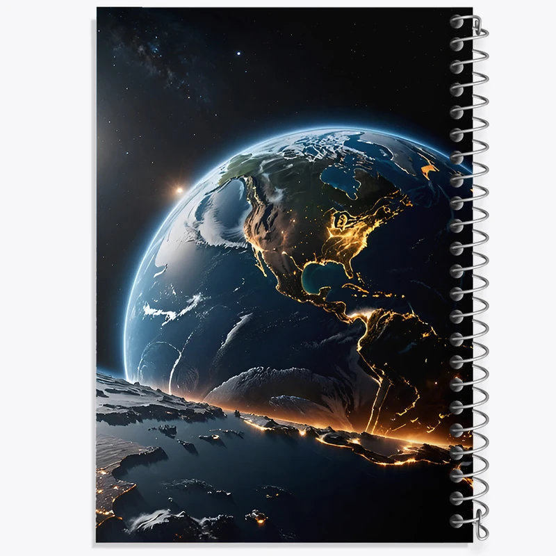 دفتر ژورنال نویسی 50 برگ خندالو مدل نقطه ای طرح زمین و کهکشان کد F8454