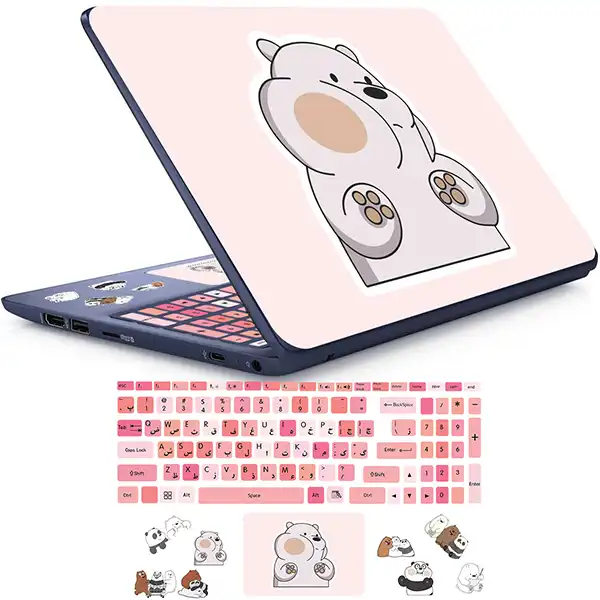 استیکر لپ تاپ راتیانا مدل پاندا خنگ 14 مناسب برای لپ تاپ 15 تا 17 اینچ به همراه برچسب حروف فارسی کیبورد