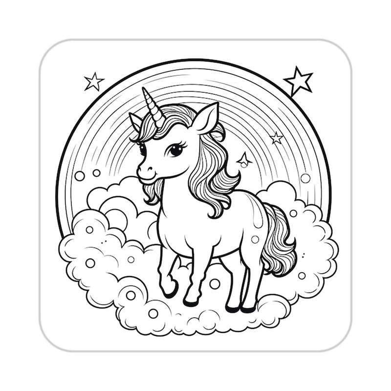 زیر لیوانی کاکتی طرح اسب تک شاخ و یونیکورن مدل mp30410