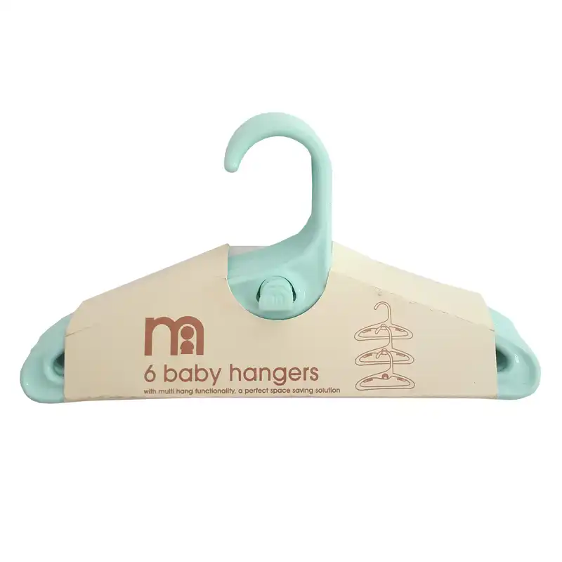 چوب لباسی نوزادی مادرکر کد bg رنگ سبز آبی بسته 6 عددی