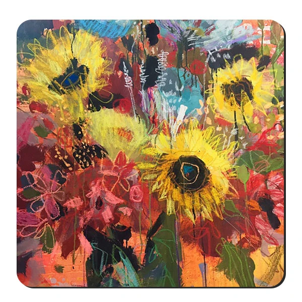  زیر لیوانی طرح نقاشی گل و گلدان کد nzl392