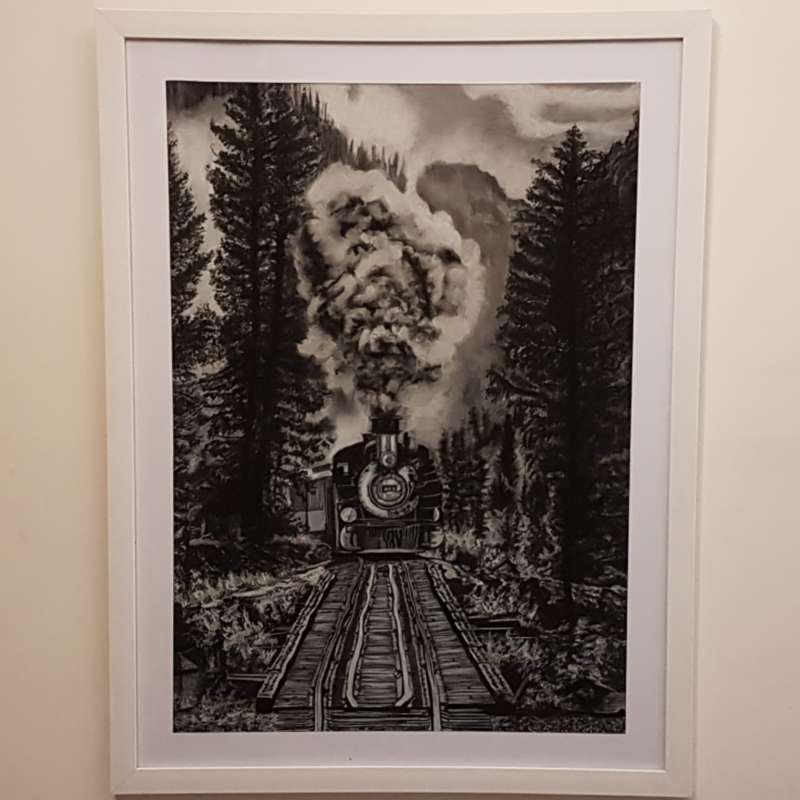 تابلو نقاشی سیاه قلم مدل قطار کد 789