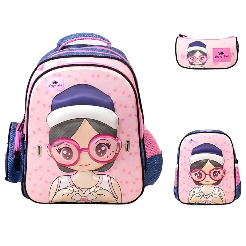 کوله پشتی گلاسی برد مدل 2361 به همراه جامدادی و کیف غذا