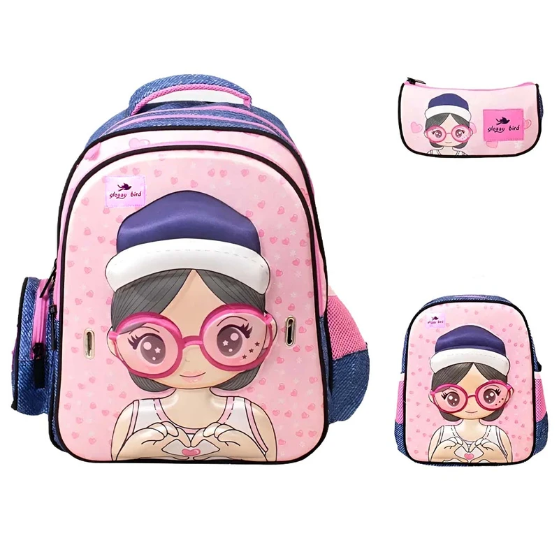 کوله پشتی گلاسی برد مدل 2361 به همراه جامدادی و کیف غذا 