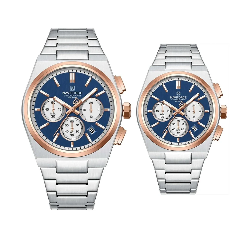 ست ساعت مچی عقربه‌ای کوارتز زنانه و مردانه نیوی فورس مدل nf8048rsmw