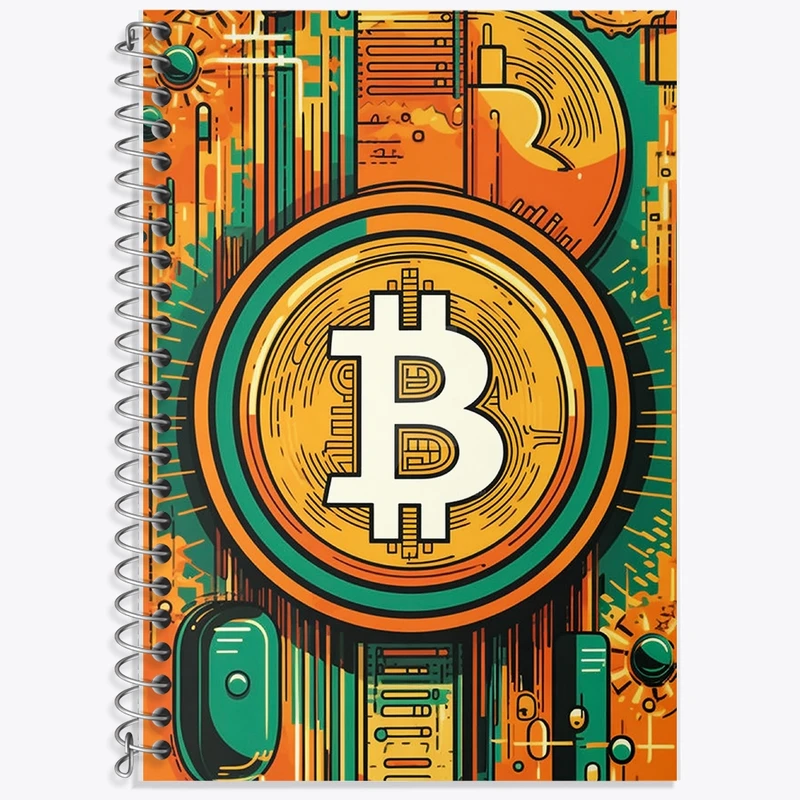 دفتر زبان 50 برگ خندالو مدل دو خط طرح بیت کوین (Bitcoin) کد F1641