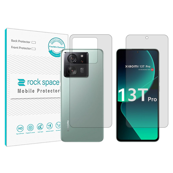 محافظ صفحه نمایش شفاف راک اسپیس مدل Anti Shock مناسب برای گوشی موبایل شیائومی 13T Pro به همراه محافظ پشت گوشی