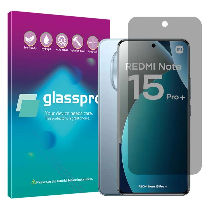 محافظ صفحه نمایش حریم شخصی گلس پرو مدل هیدروژلی مناسب برای گوشی موبایل شیائومی Redmi Note 15 Pro Plus